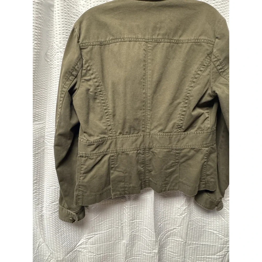 Women's Harolds‎ 100% Cotton Olive Green Utility Jacket Bronze Button Size M